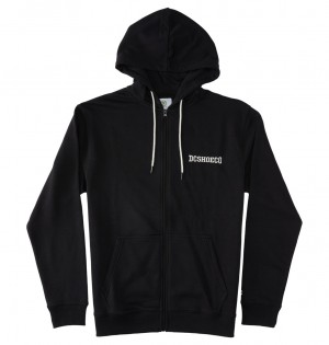 Black DC Shoes Baseline - Zip-Up Hoodie | 179YLPHSJ