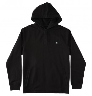 Black DC Shoes Offpeak - Hooded Henley Top | 613QPLXVB