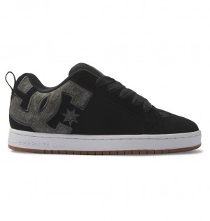 Black Wash DC Shoes Court Graffik - Leather Shoes | 832PVYUCA