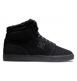 Black / Black DC Shoes Crisis 2 Hi Wnt - High Top Leather Winterized Shoes | 205VXKJHL