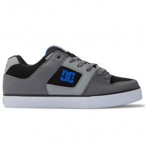 Black / Grey / Blue DC Shoes Pure - Leather Shoes | 584YMGRHQ