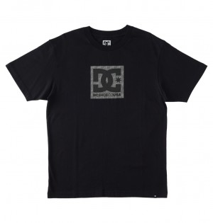 Black / Greystone DC Shoes DC Square Star Fill - T-Shirt | 863RKEQCF