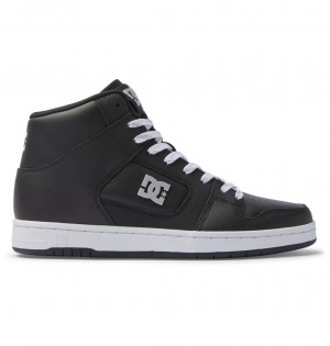 Black / Silver DC Shoes Manteca 4 Hi - High-Top Leather Shoes | 802KJPUHS