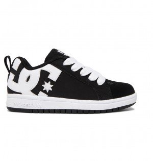 Black / White DC Shoes Court Graffik - Leather Shoes | 689OEQSKY