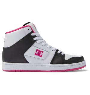 Black / White / Pink DC Shoes Manteca 4 Hi - High-Top Leather Shoes | 970HUFKBN