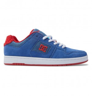 Blue / Red DC Shoes Manteca S - Leather Skate Shoes | 532EWUPJN