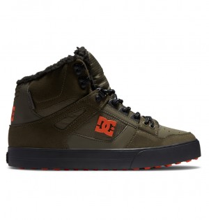 Dusty Olive / Orange DC Shoes Pure High WNT - Winter High-Top Boots | 063ZTFWYM