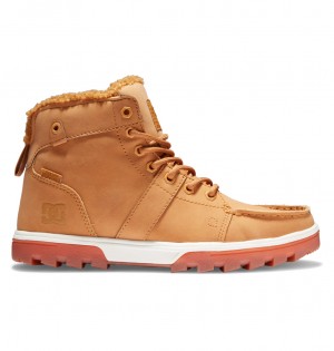 Wheat / Dk Chocolate DC Shoes Woodland - Sherpa Lined Leather Boots | 576DLOKAN