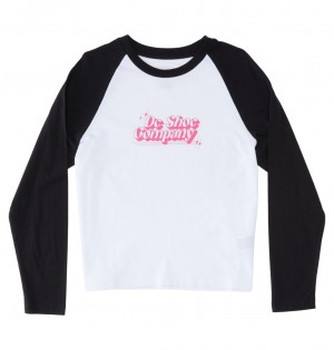 White / Black DC Shoes Timeless Raglan - Long Sleeve T-Shirt | 431JGLZRP