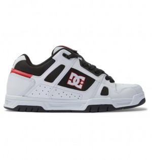 White / Black / Red DC Shoes Stag - Leather Shoes | 134OQRMXN
