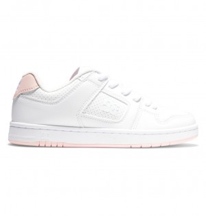 White / Pink DC Shoes Manteca - Leather Shoes | 367PFQKDC