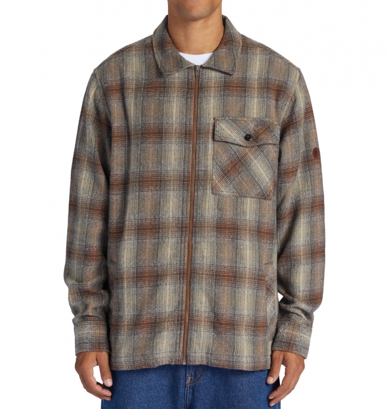 Bison / Plaza Toupe Plaid DC Shoes Canyon - Long Sleeve Shirt | 601VJHEAR