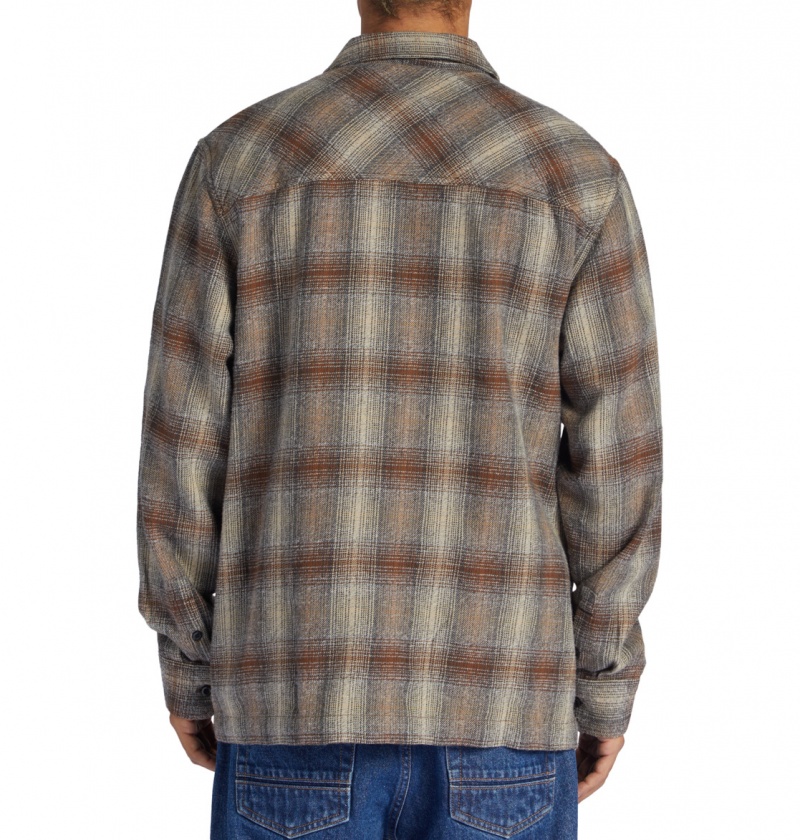 Bison / Plaza Toupe Plaid DC Shoes Canyon - Long Sleeve Shirt | 601VJHEAR