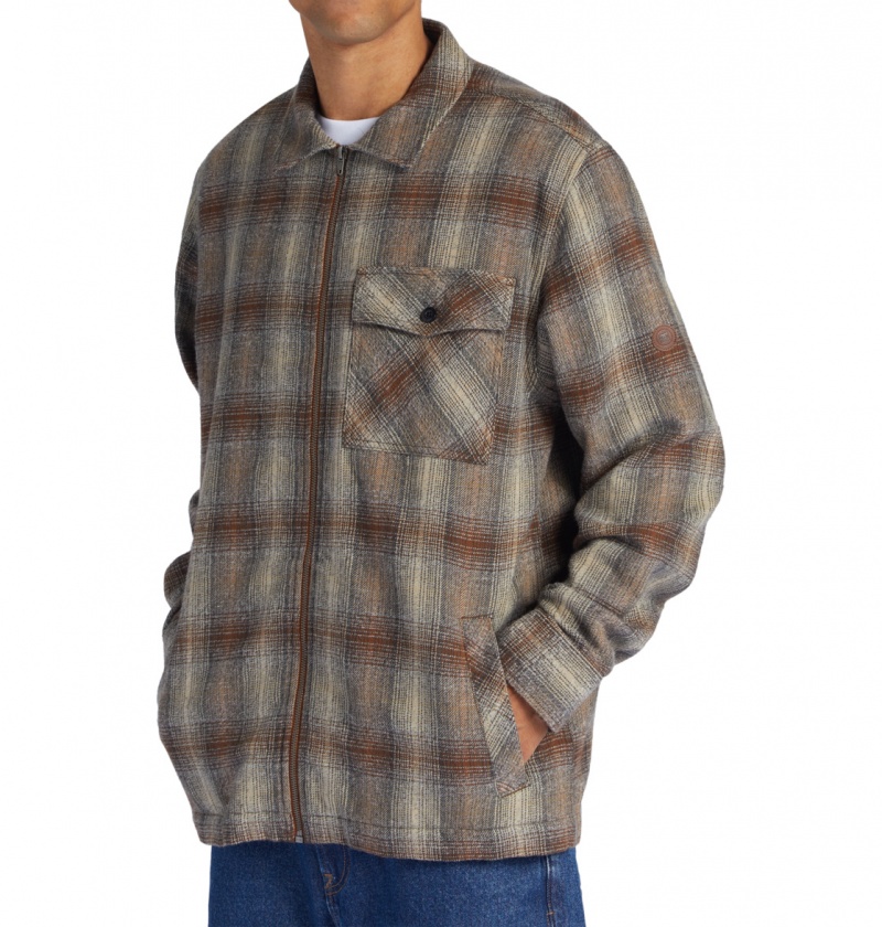 Bison / Plaza Toupe Plaid DC Shoes Canyon - Long Sleeve Shirt | 601VJHEAR