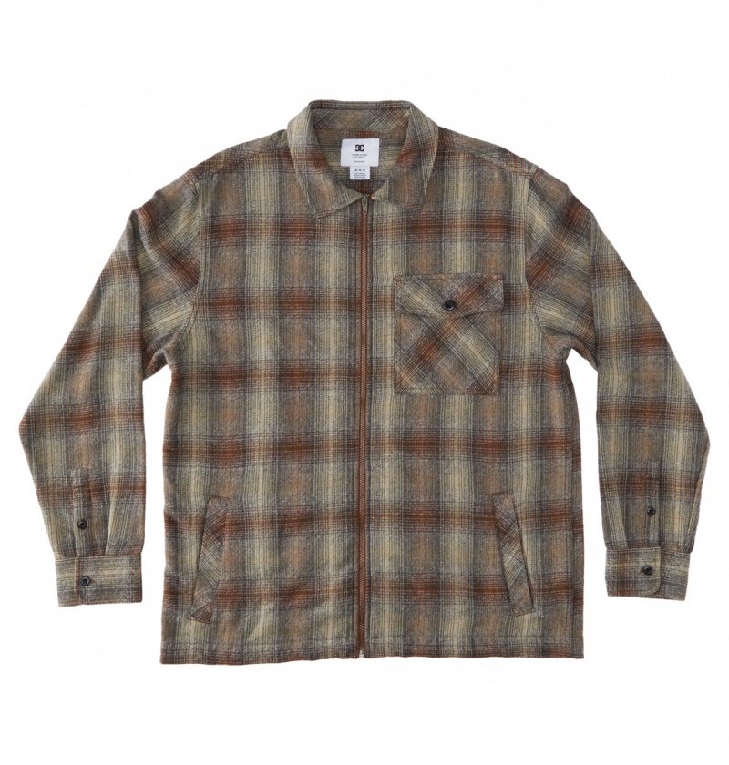 Bison / Plaza Toupe Plaid DC Shoes Canyon - Long Sleeve Shirt | 601VJHEAR