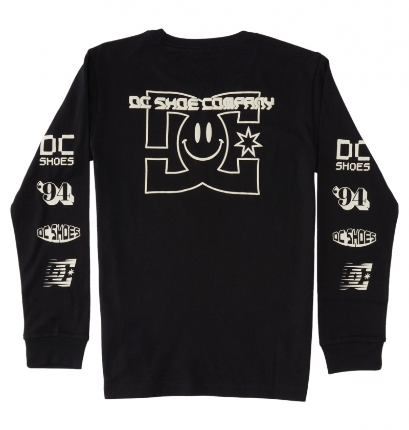 Black DC Shoes All Smiles - Long Sleeve T-Shirt 10-16 | 816KRWYUX