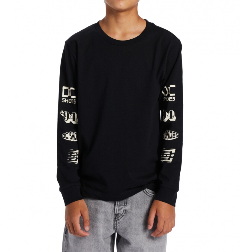 Black DC Shoes All Smiles - Long Sleeve T-Shirt 10-16 | 816KRWYUX