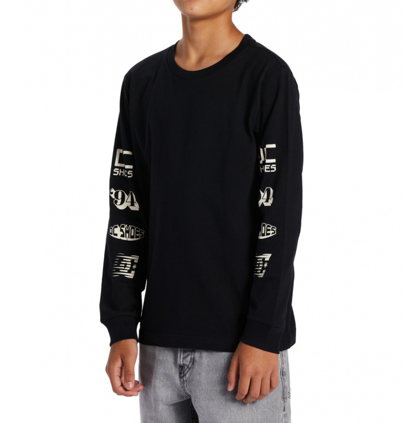 Black DC Shoes All Smiles - Long Sleeve T-Shirt 10-16 | 816KRWYUX