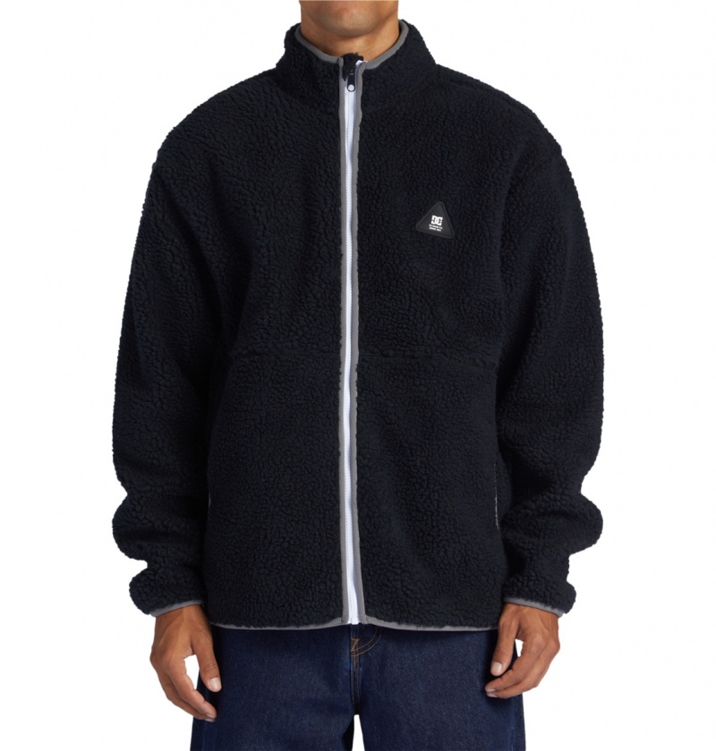 Black DC Shoes Amradical - Zip-Up Mock Neck Fleece | 742ZYLSHN