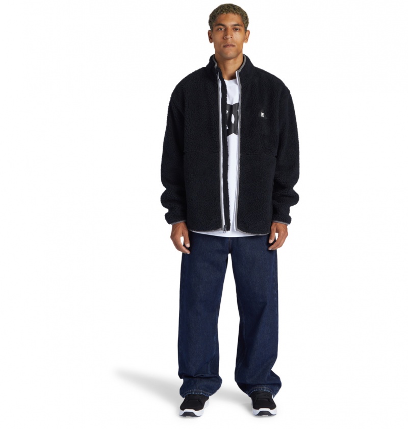 Black DC Shoes Amradical - Zip-Up Mock Neck Fleece | 742ZYLSHN