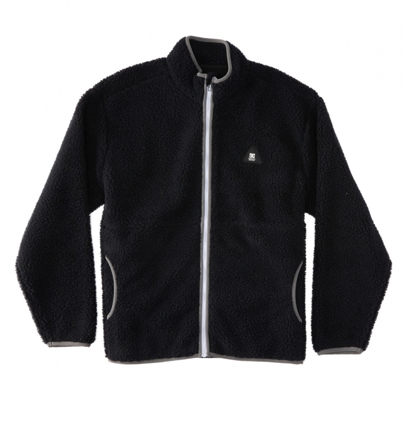 Black DC Shoes Amradical - Zip-Up Mock Neck Fleece | 742ZYLSHN