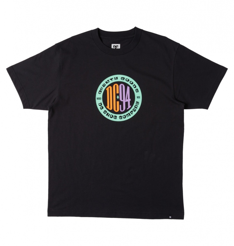 Black DC Shoes Sport Circle - Crew Neck T-shirt | 906ZALJSM