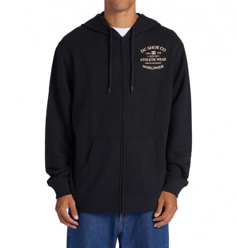 Black DC Shoes World Renowned - Zip-Up Hoodie | 657TDFRWB