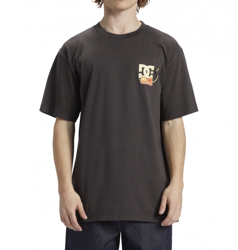 Black Enzyme Wash DC Shoes Seed Planter - T-Shirt | 617KRAEJF