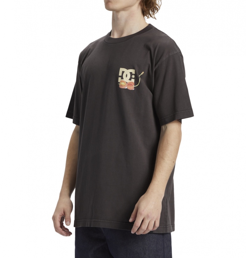 Black Enzyme Wash DC Shoes Seed Planter - T-Shirt | 617KRAEJF