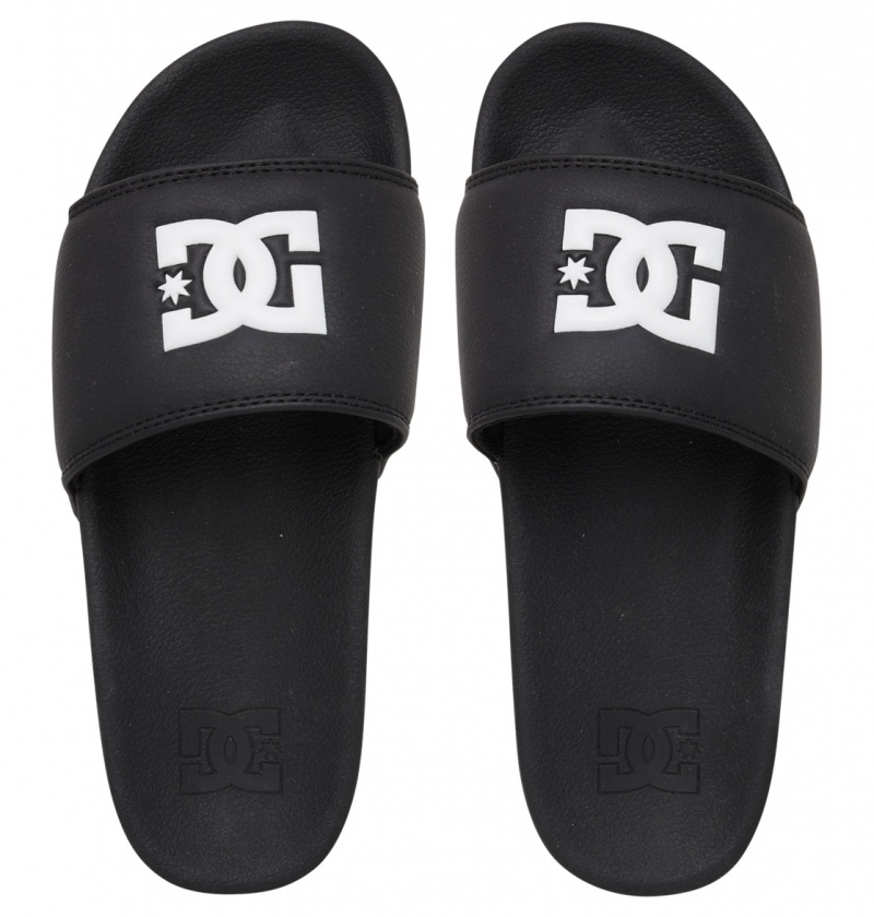 Black / Black / White DC Shoes DC Slide - Platform Slider Sandals | 273RVDAEY