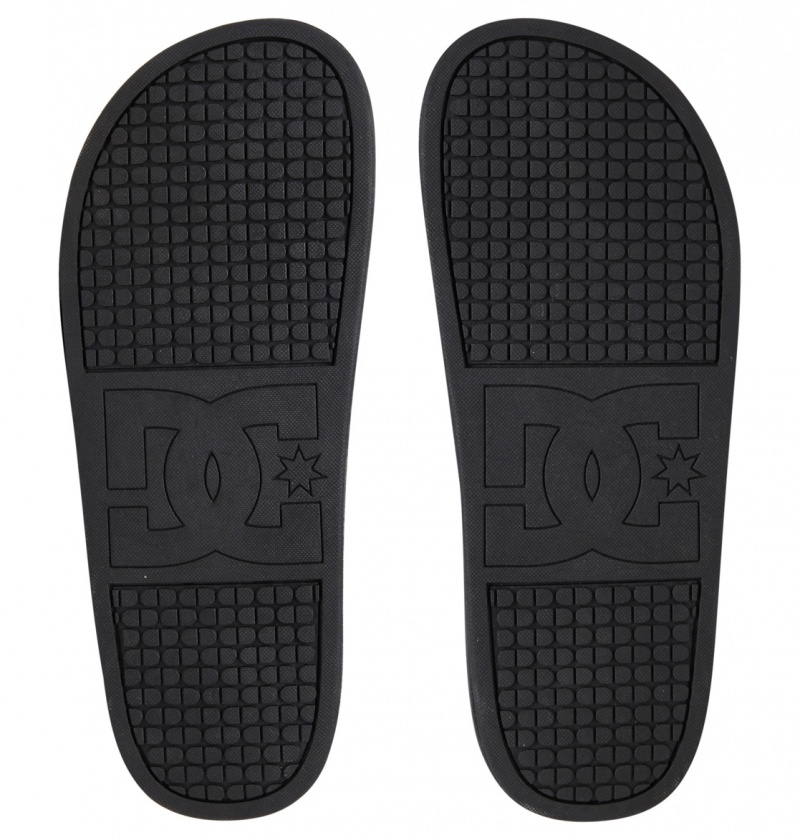 Black / Black / White DC Shoes DC Slide - Platform Slider Sandals | 273RVDAEY