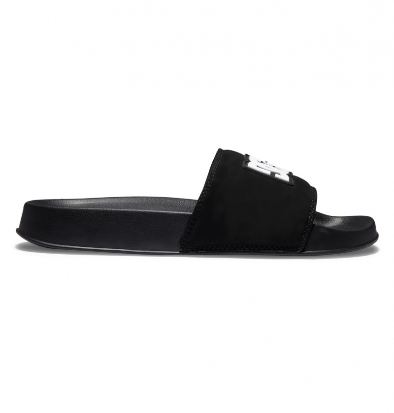 Black / Black / White DC Shoes DC Slide - Slider Sandals | 371LRCVDX