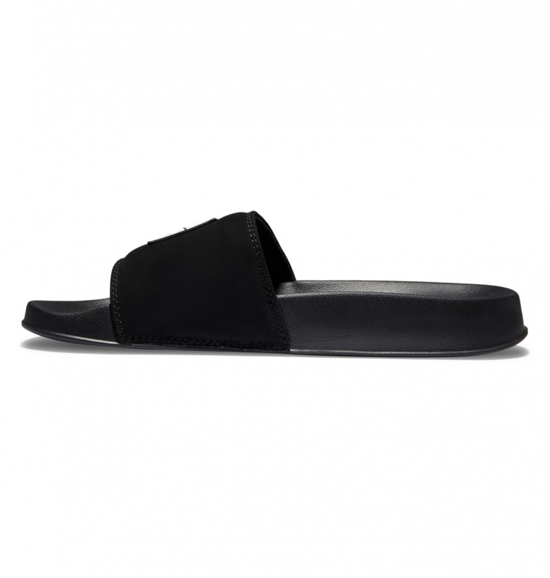 Black / Black / White DC Shoes DC Slide - Slider Sandals | 371LRCVDX