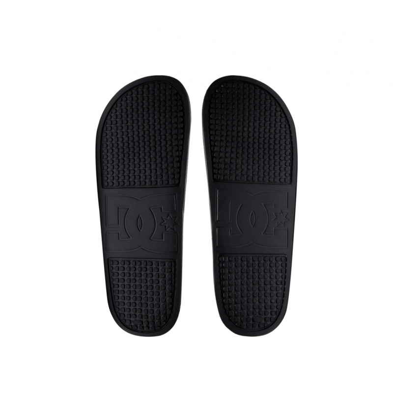 Black / Black / White DC Shoes DC Slide - Slider Sandals | 371LRCVDX