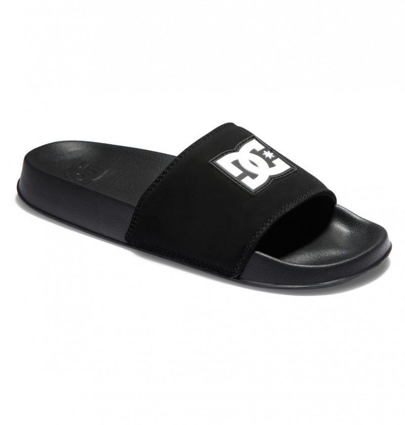 Black / Black / White DC Shoes DC Slide - Slider Sandals | 371LRCVDX