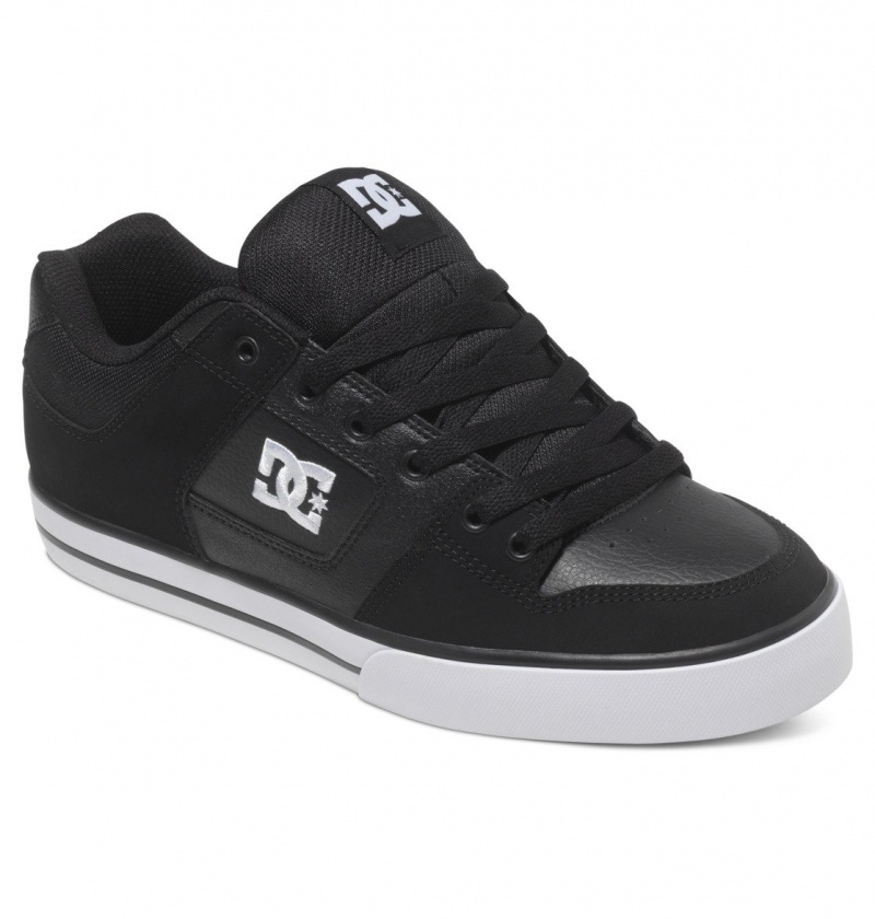 Black / Black / White DC Shoes Pure - Leather Shoes | 964IQTHCA