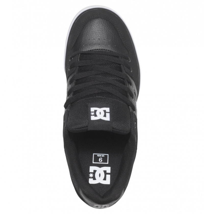 Black / Black / White DC Shoes Pure - Leather Shoes | 964IQTHCA