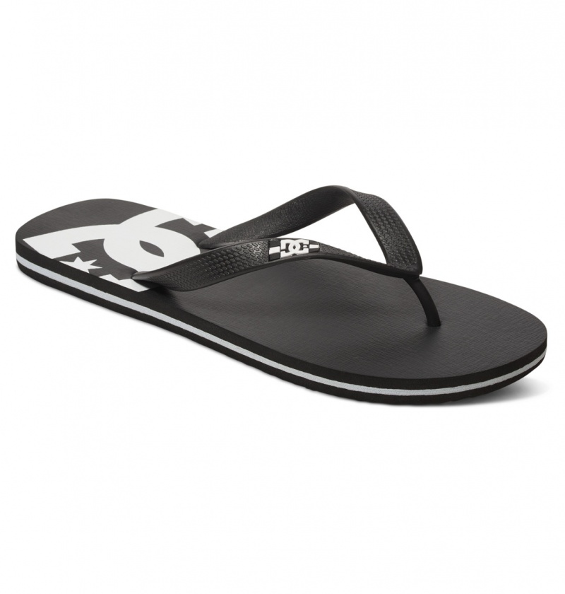 Black / Black / White DC Shoes Spray - Flip-Flops | 854AVMUDJ