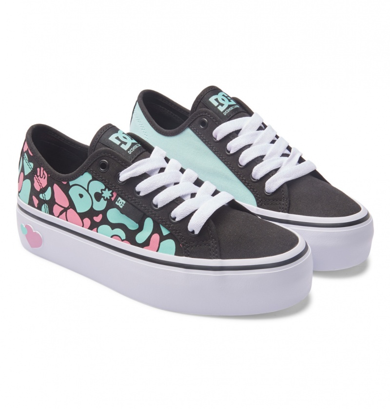 Black / Crazy Pink / Turquoise DC Shoes Manual Platform - Shoes | 051LFEYCO