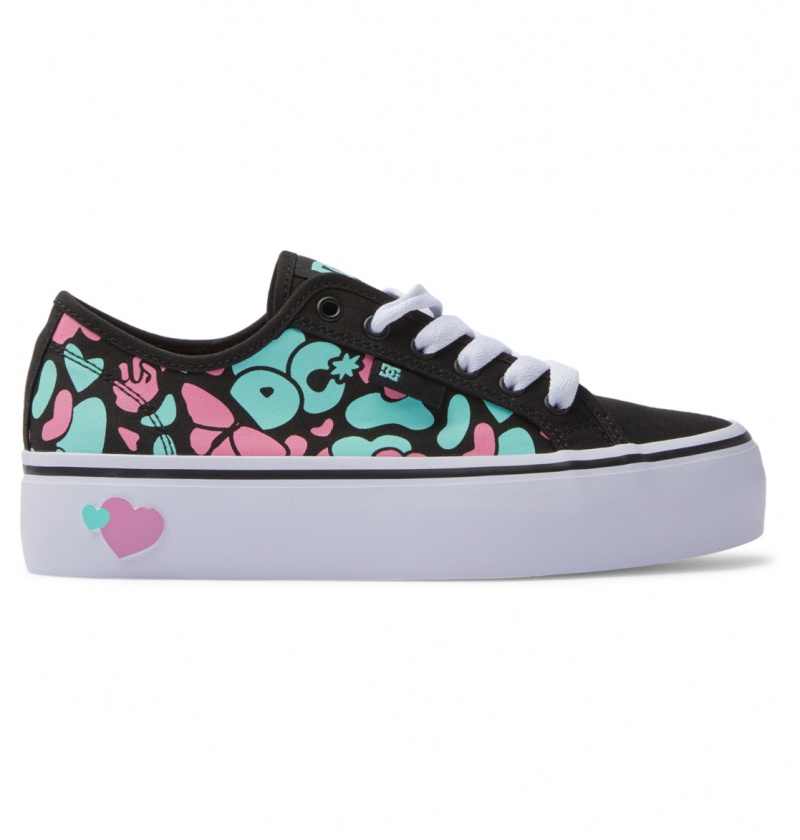 Black / Crazy Pink / Turquoise DC Shoes Manual Platform - Shoes | 051LFEYCO