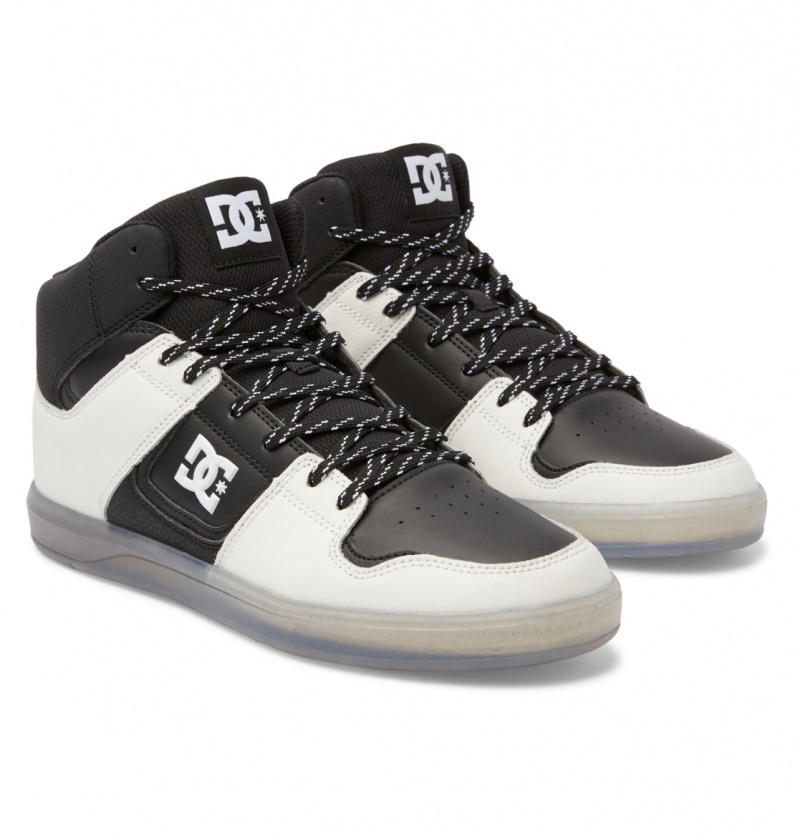 Black / Cream DC Shoes DC Cure - High-Top Leather Skate Shoes | 901TQNYGS