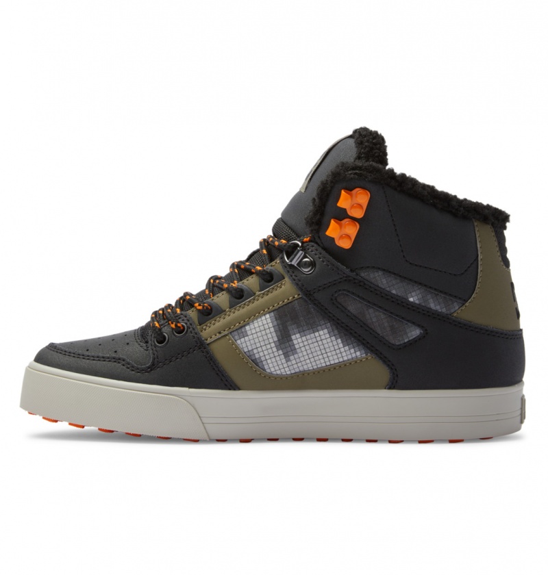 Black / Green Print DC Shoes Pure High WNT - Winter High-Top Boots | 386OKDXQN