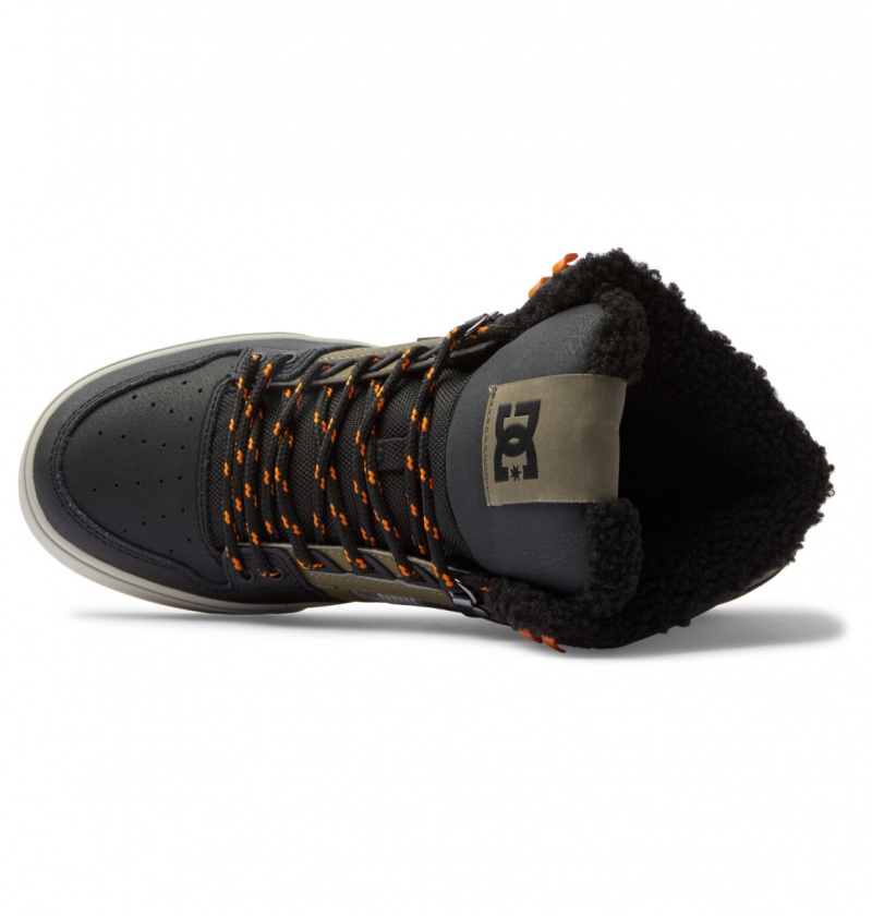 Black / Green Print DC Shoes Pure High WNT - Winter High-Top Boots | 386OKDXQN