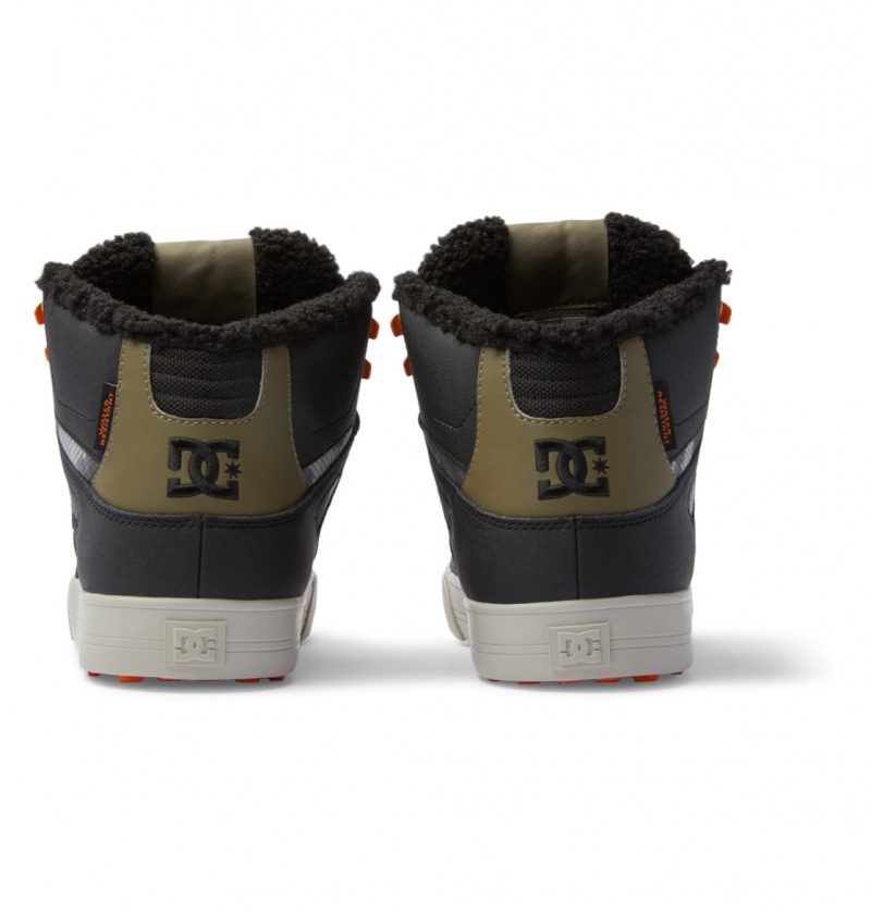 Black / Green Print DC Shoes Pure High WNT - Winter High-Top Boots | 386OKDXQN