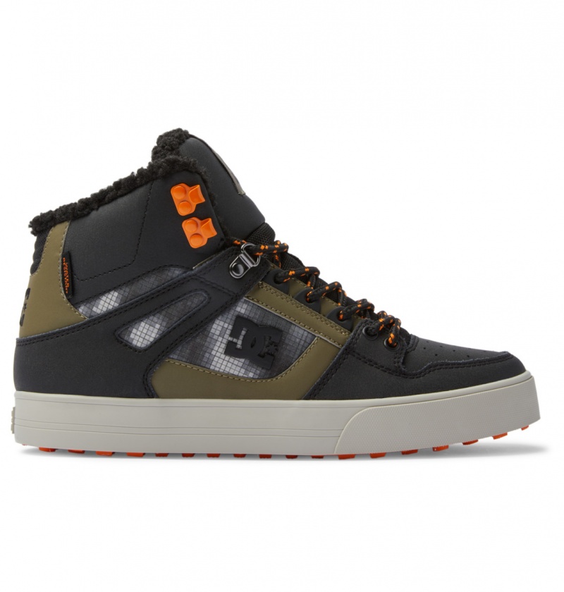 Black / Green Print DC Shoes Pure High WNT - Winter High-Top Boots | 386OKDXQN