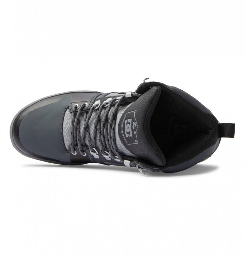 Black / Grey / Black DC Shoes Pure Hi - Water Resistant High Top Leather Boots | 069JQSLZF