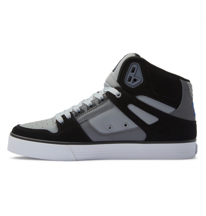 Black / Grey / Blue DC Shoes Pure High-Top - Leather High-Top Shoes | 973MSCJRQ