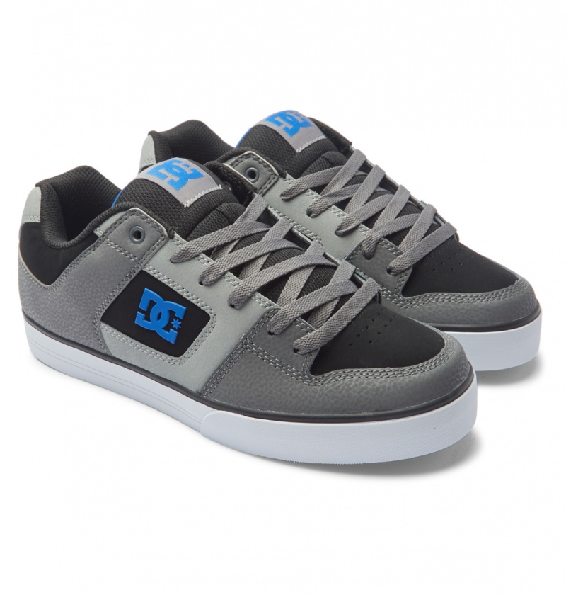 Black / Grey / Blue DC Shoes Pure - Leather Shoes | 584YMGRHQ