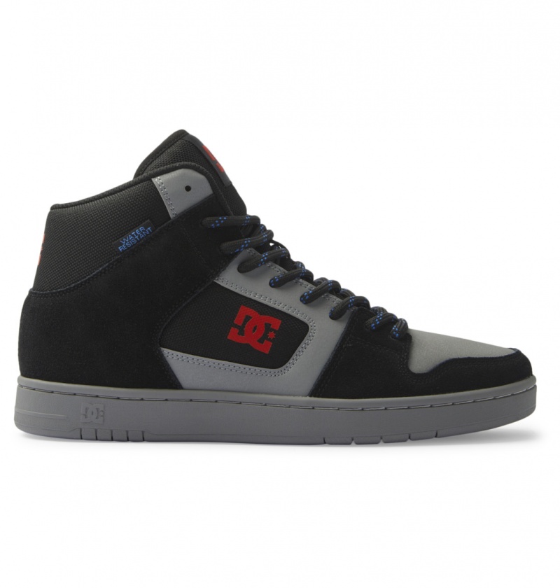 Black / Grey / Red DC Shoes Manteca 4 Hi Wr - High-Top Leather Shoes | 253MBYJDX