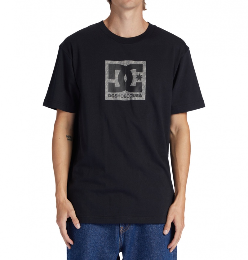 Black / Greystone DC Shoes DC Square Star Fill - T-Shirt | 863RKEQCF